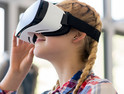 Student wearing virtual reality glasses