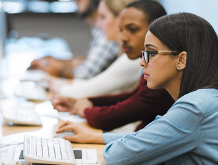 Students working in a computer lab