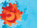 Blue Jigsaw Puzzle Pieces Revealing Number 5