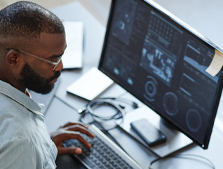 Software developer working at computer