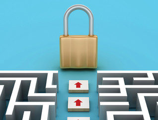 Illustration of path through maze to padlock to represent cybersecurity journey
