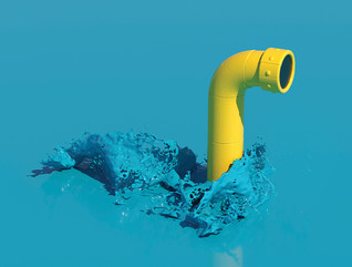 Illustration of a yellow periscope emerging from teal water