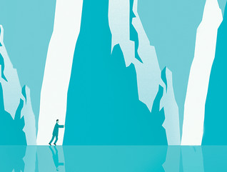 Illustration of a person pushing an icy mountain