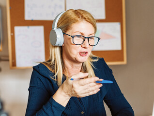 Person teaching remotely