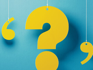 Floating apostrophe, question mark and comma