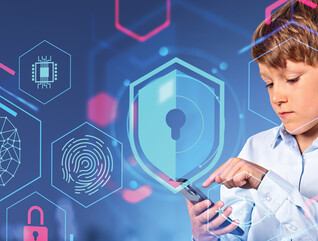 K–12 student learning about cloud security and data privacy on mobile phone