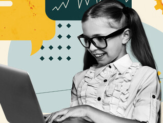 Young person using a laptop