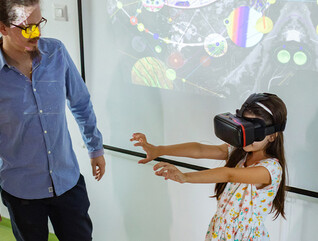 Student using VR in school