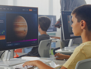 Students using computers