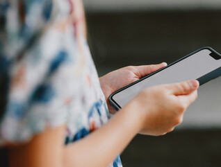 Young student using phone