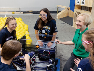 Students working on a robotics project