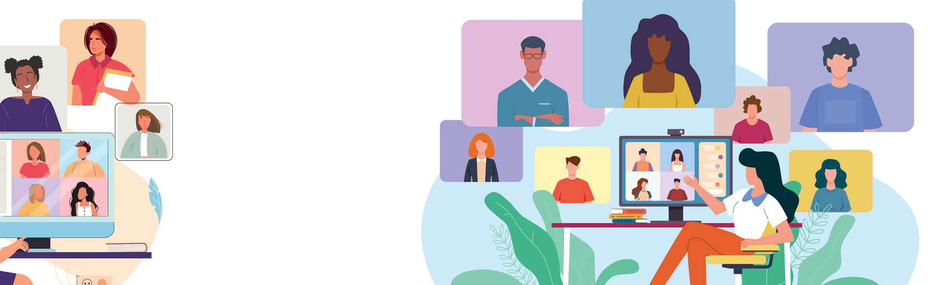 TEACH Webinar Landing Page Illustration of person on virtual meeting