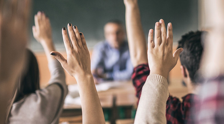 classroom raised hands
