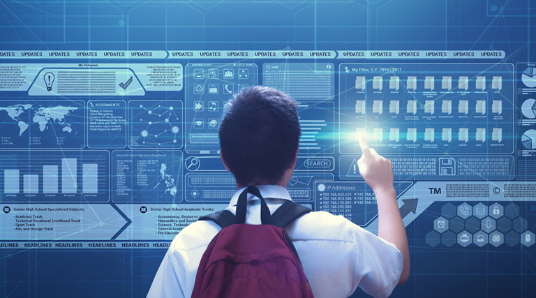 Kid using digital learning tools