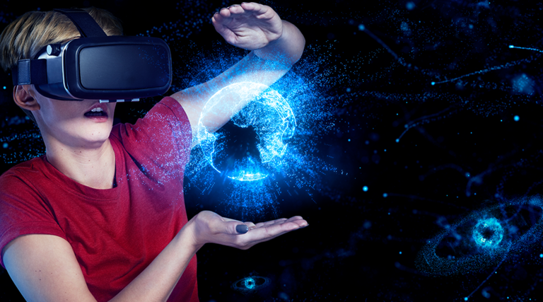 Kid using virtual reality