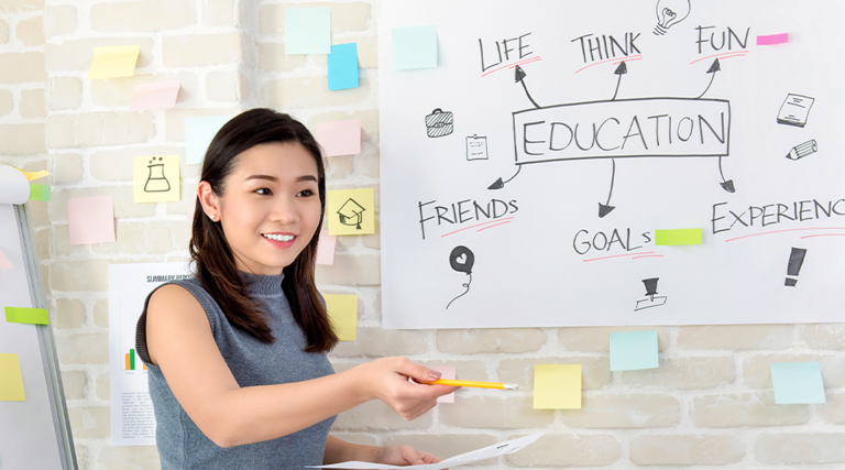Woman teaches education professional development