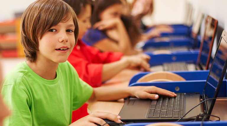 Kid on computer