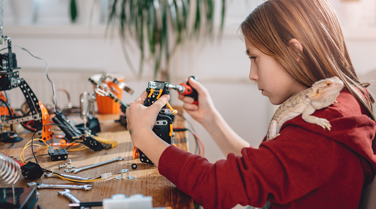 Student using robots