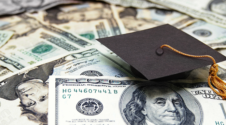 Graduation cap with money