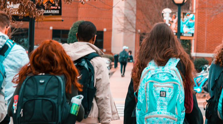 Students with backpacks