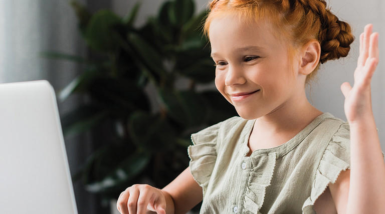 Young girl making a video call