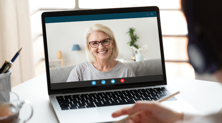 Woman smiling on video call