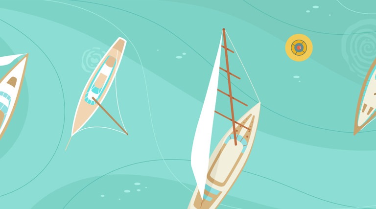 Illustration of sailboats