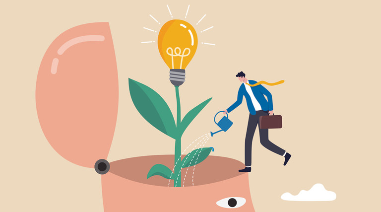 Illustration of person growing an idea