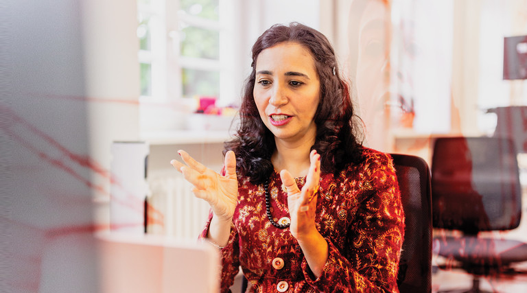Person speaking on virtual meeting
