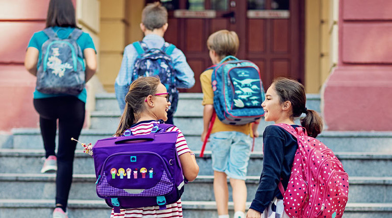Students walking into school