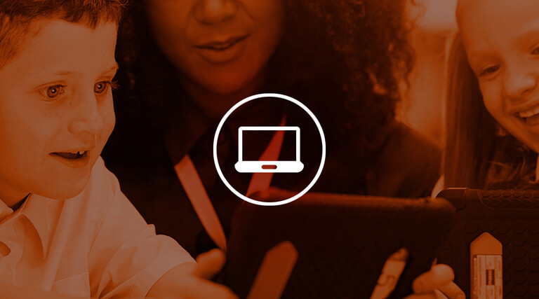 Students using devices in the classroom