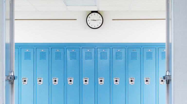 A picture of a school hallway