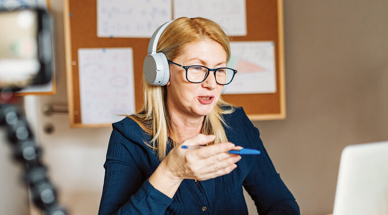 Person teaching remotely