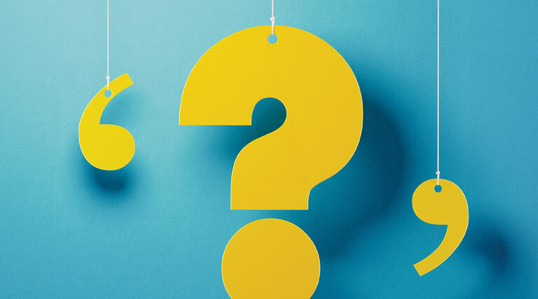 Floating apostrophe, question mark and comma