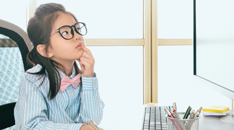 Student using computer at home