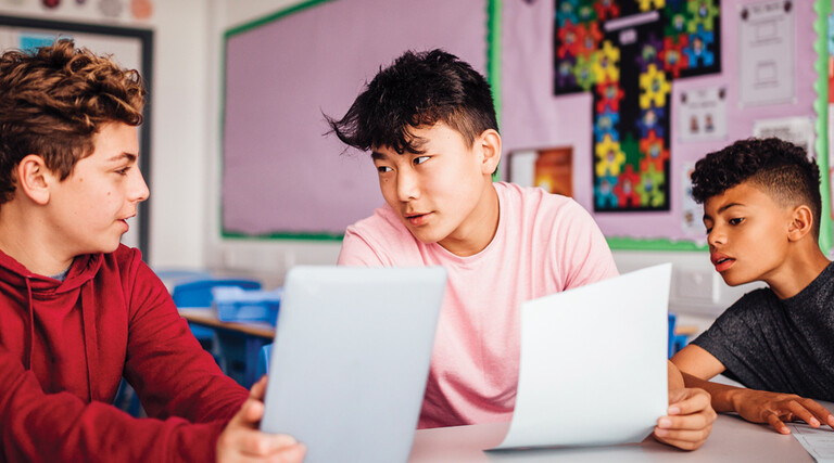 Students working together in class