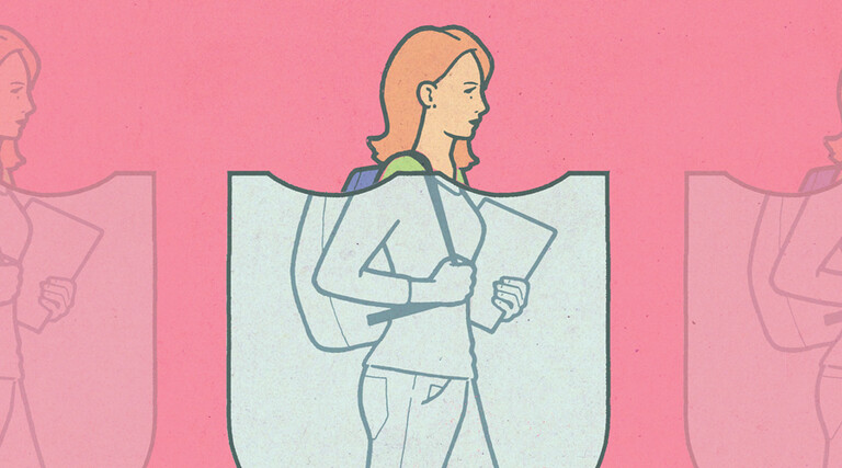 illustration of cybersecurity shield over k12 student