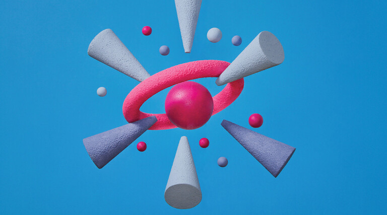 cones pointing at sphere in hoop illustration