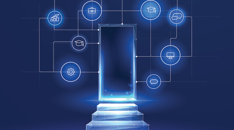 Digital step future education concept