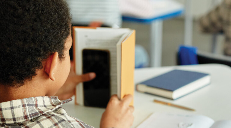 Student using phone during class