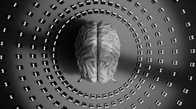 Black and white brain concept for AI security