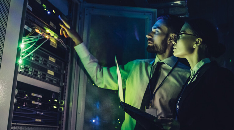 People working in a data centre