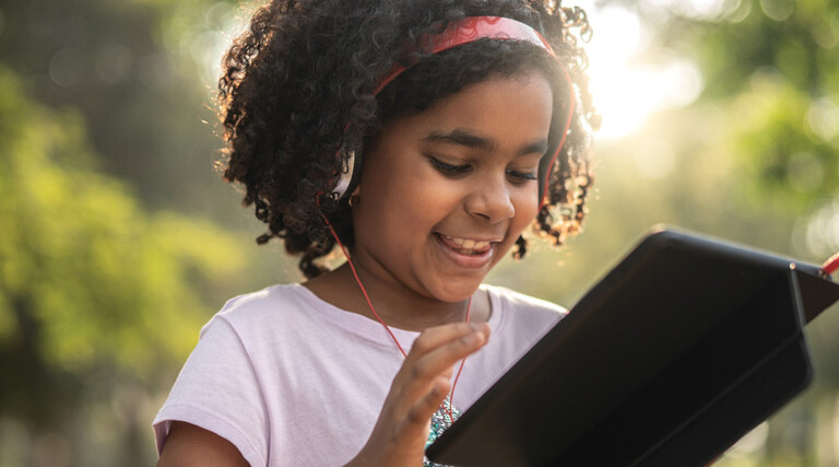 Student using tablet