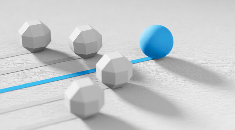 Blue and white domes with lines behind them
