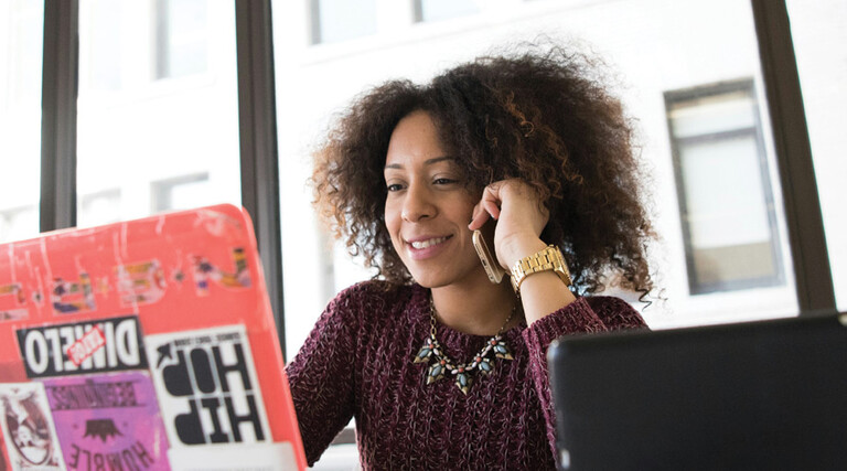 Employee using computer in the office
