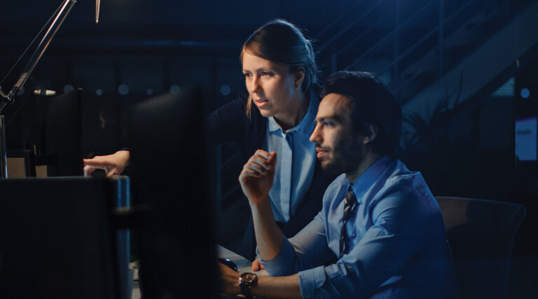 Co-workers collaborating in the office