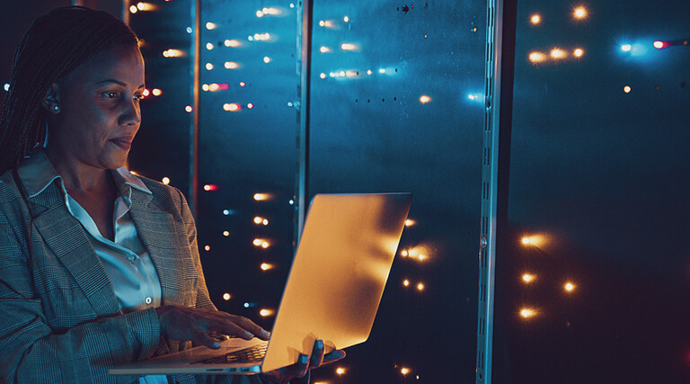 Woman in server room