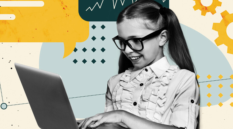Young person using a laptop