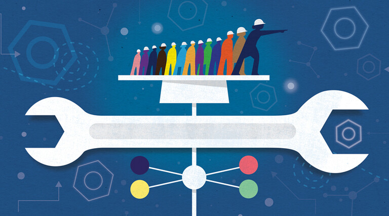 AI compliance toolkit concept with wrench as weathervane illustration
