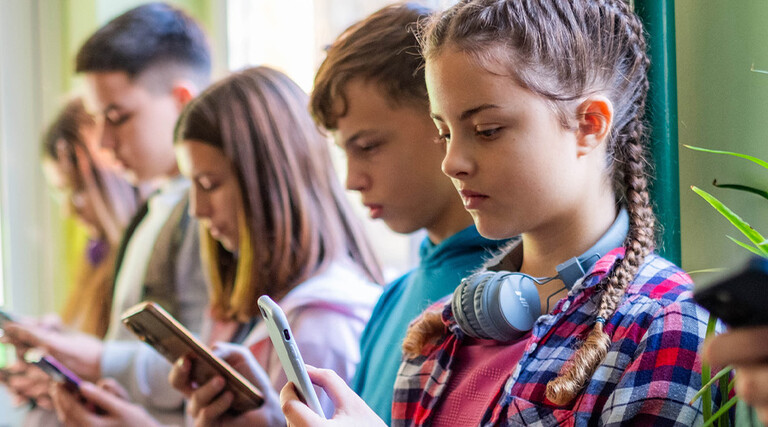 Kids using mobile devices